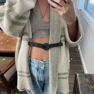 Simply Noelle Sweater Cardigan Stripes Belt Chunky